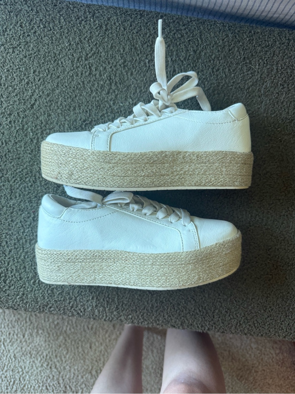 Kenneth Cole White Lace-Up Platform Espadrille Sneakers